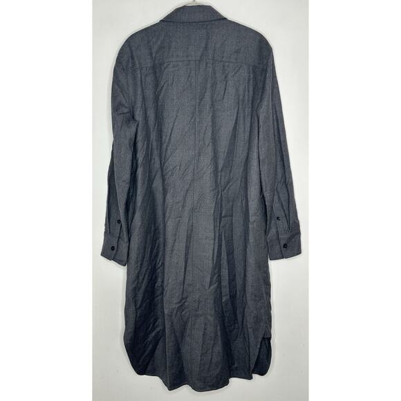 Club Monaco Women’s Gray 100% Wool Button Front Long Sleeve Shirt Dress Sz Large - Picture 9 of 9